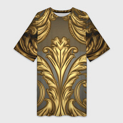 Женская длинная футболка Лепнина объемные золотые узоры