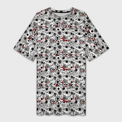 Футболка женская длинная Паттерн из абстрактных глаз, цвет: 3D-принт