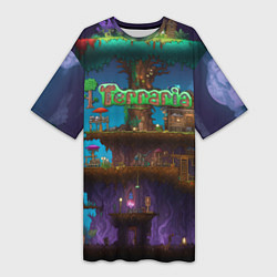 Футболка женская длинная Terraria big tree, цвет: 3D-принт