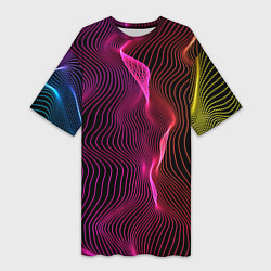 Женская длинная футболка Переплетающие цветные линии