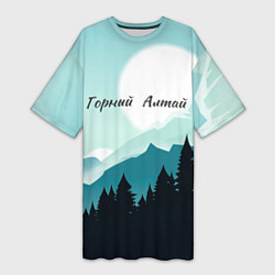 Женская длинная футболка Горный Алтай пейзаж