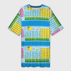 Футболка женская длинная Узор из таблицы Менделеева, цвет: 3D-принт