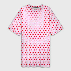 Женская длинная футболка Мелкие сердечки паттерн