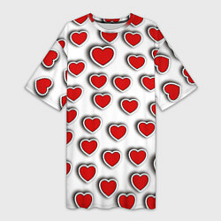 Женская длинная футболка Стикеры наклейки сердечки объемные