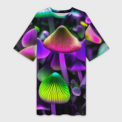 Женская длинная футболка Люминесцентные грибы