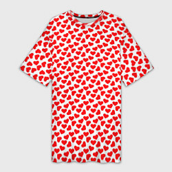 Женская длинная футболка Маленькие красные сердечки