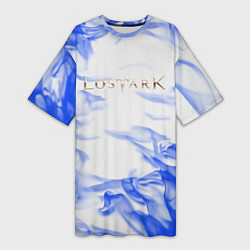 Футболка женская длинная Lostark flame blue, цвет: 3D-принт