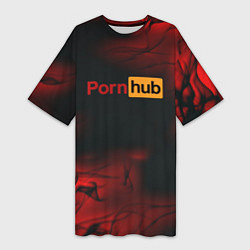 Женская длинная футболка Porn hub fire
