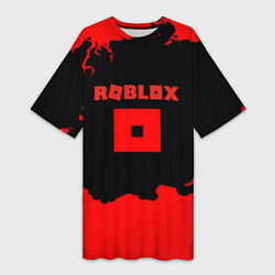 Женская длинная футболка Roblox краски красные