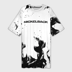 Футболка женская длинная Nickelback серый дым рок, цвет: 3D-принт
