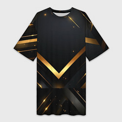 Женская длинная футболка Gold luxury black abstract