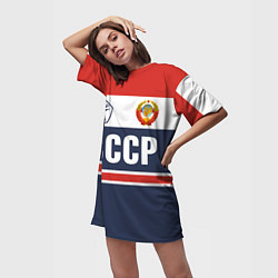 Футболка женская длинная СССР - Союз Советских Социалистических Республик, цвет: 3D-принт — фото 2