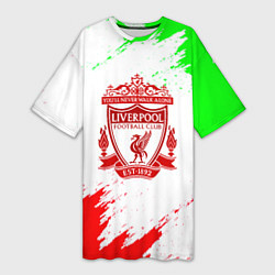 Футболка женская длинная Liverpool краски спорт, цвет: 3D-принт