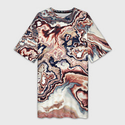 Женская длинная футболка Разноцветный мраморный узор