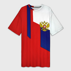 Футболка женская длинная Спортивная текстура герб России, цвет: 3D-принт