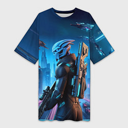 Женская длинная футболка Mass Effect - ai art