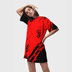 Футболка женская длинная Juventus краски спорт фк, цвет: 3D-принт — фото 2
