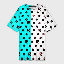 Женская длинная футболка Roblox pattern logo mobile