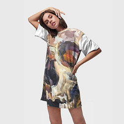 Футболка женская длинная Прикосновение смерти, цвет: 3D-принт — фото 2