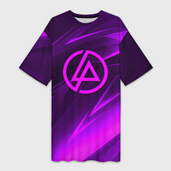 Футболка женская длинная Linkin park neon stripes logo, цвет: 3D-принт