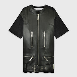Женская длинная футболка Terminator first - leather jacket