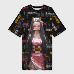 Женская длинная футболка Nezuko Kamado - Клинок, рассекающий демонов