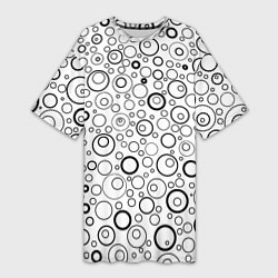 Женская длинная футболка Бело-чёрный паттерн пузырьки