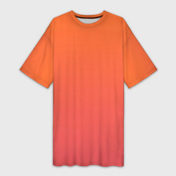 Футболка женская длинная Градиент оранжево-розовый, цвет: 3D-принт