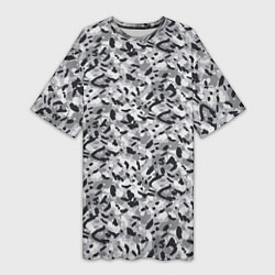 Женская длинная футболка Пикселированный городской серый камуфляж