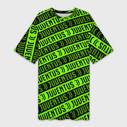Женская длинная футболка Juventus green pattern sport