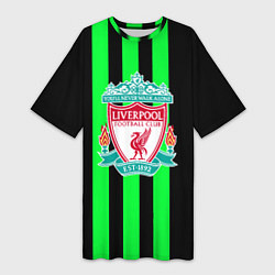 Футболка женская длинная Liverpool line green, цвет: 3D-принт