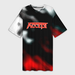 Футболка женская длинная Accept rock steel, цвет: 3D-принт