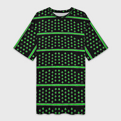 Женская длинная футболка Зелёные круги и полосы