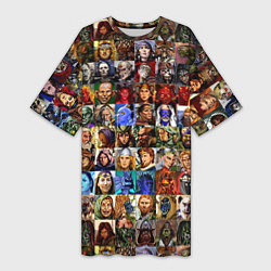 Женская длинная футболка Портреты всех героев