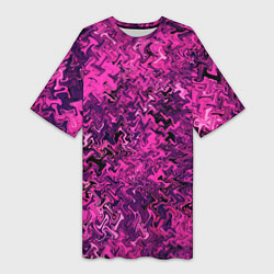 Женская длинная футболка Абстрактная текстура тёмно-розовый