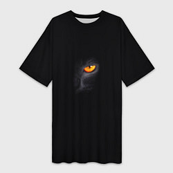 Женская длинная футболка Глаз черной пантеры на черном фоне