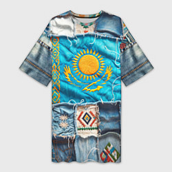 Женская длинная футболка Пэчворк джинсы в Казахстане