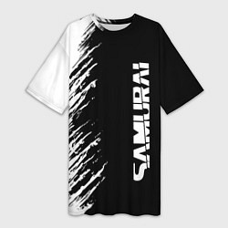 Женская длинная футболка Самурай штрихи - киберпанк 2077