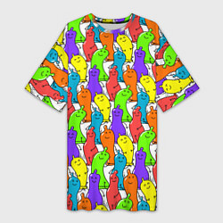 Женская длинная футболка Весёлые цветные презервативы