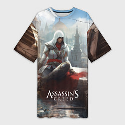 Футболка женская длинная Assassins creed poster game, цвет: 3D-принт