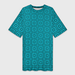 Женская длинная футболка Геометрический синий узор