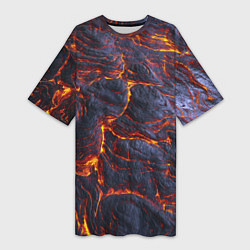 Футболка женская длинная Вулканическая лава, цвет: 3D-принт