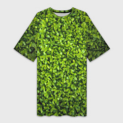 Футболка женская длинная Зелёная трава листья, цвет: 3D-принт