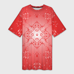Женская длинная футболка Красный симметричный узор