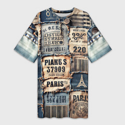 Женская длинная футболка Пэчворк джинсы из Парижа