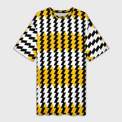 Женская длинная футболка Вертикальные жёлто-белые полосы