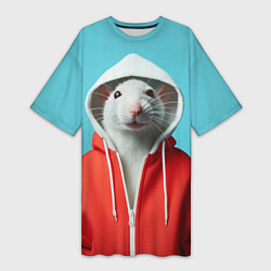 Женская длинная футболка Крыс в балахоне