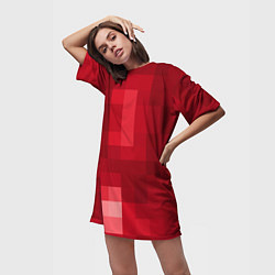 Футболка женская длинная Red cubes abstraction, цвет: 3D-принт — фото 2