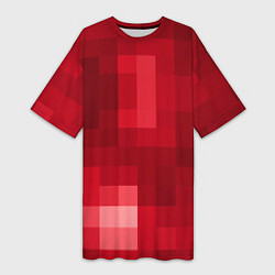 Женская длинная футболка Red cubes abstraction