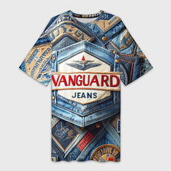 Женская длинная футболка Vanguard denim patchwork - ai art